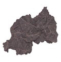 map of Rwanda on old dark crumpled grunge paper