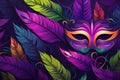 Masquerade majesty colorful virbrant feathers, ai generated