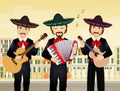 Mariachi band play guitar