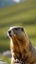 illustration of a marmot photorealistic portrait