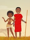 Masai man and African woman