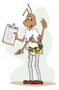 Illustration mascot ant with pencil and clipboard