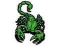 illustration of green scorpion mascot cartoon character in