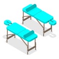Illustration of a massage table. Isometric style. Royalty Free Stock Photo