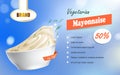 illustration of a mayonnaise brand in a plate with a low fat content.