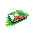 Illustration of a Meal Tray Filled with Healthy Food for Lunch isolated on a white in EPS10