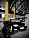 Illustration of a mechanic technician car automobile repair at g