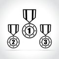 Medal icons on white background