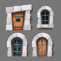 medieval doors and windows in cartoon style Royalty Free Stock Photo
