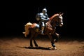 Medieval knight riding horse, illustration Royalty Free Stock Photo