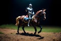 Medieval knight riding horse, illustration Royalty Free Stock Photo