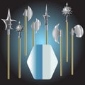 Illustration of medieval weapons and shield Royalty Free Stock Photo