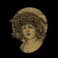 Illustration medusa head in black background Royalty Free Stock Photo