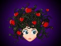 Medusa mythology snakes in the head with hearts in her hair Royalty Free Stock Photo