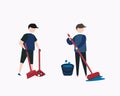 illustration of men doing simple housekeeping.