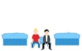 Illustration of men sitting side by side on a bench Royalty Free Stock Photo