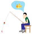 Illustration men thinking about fishing Royalty Free Stock Photo