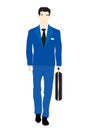 Illustration men in turn blue suit with valise Royalty Free Stock Photo