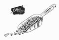 Illustration of metal coffee scoop