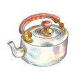 The illustration of a metal kettle