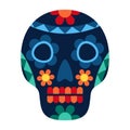 Illustration of mexican skull. Ethnic image in native style.