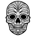 Illustration of mexican sugar skull. Day of the dead. Dia de los muertos. Design element for logo, label, emblem, sign, poster, t