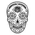 Illustration of mexican sugar skull. Day of the dead. Dia de los muertos. Design element for logo, label, emblem, sign, poster, t