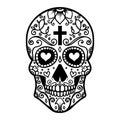 Illustration of mexican sugar skull. Day of the dead. Dia de los muertos. Design element for logo, label, emblem, sign, poster, t