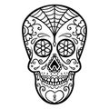 Illustration of mexican sugar skull. Day of the dead. Dia de los muertos. Design element for logo, label, emblem, sign, poster, t