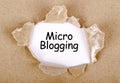 Micro blogging word written on torn paper Royalty Free Stock Photo