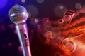 Illustration microphone with red and blue background horizontal Royalty Free Stock Photo