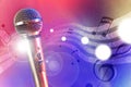 Illustration microphone with red and blue lights horizontal Royalty Free Stock Photo