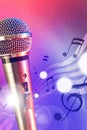 Illustration microphone with red and blue lights vertical Royalty Free Stock Photo