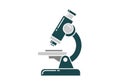 Illustration of a microscope featuring a minimalistic design in shades of blue and gray. It Royalty Free Stock Photo