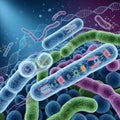 Are depicted inside and around the bacteria, emphasizing genetic Royalty Free Stock Photo