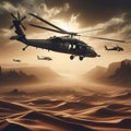 Illustration of a military helicopter taking off and floating in the air 8 Royalty Free Stock Photo