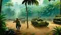 illustration of a military unit in the jungle