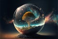 Minature universe, digital illustration painting artwork, 3d rendering Royalty Free Stock Photo