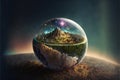 Minature universe, digital illustration painting artwork, 3d rendering Royalty Free Stock Photo