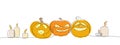 Isolated vector drawing with pumpkins and candles in one line for Halloween Royalty Free Stock Photo