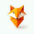 Minimalistic Minimalist Origami Fox on white background