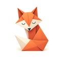 Minimalistic Minimalist Origami Fox on white background