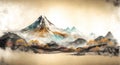 Minimalistic mountain with watercolor brush, creative digital illustration painting