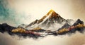 Minimalistic mountain with watercolor brush, digital illustration painting artwork