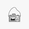 Illustration of Mirrorless Camera Back Side Line Icon Symbol