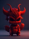 Illustration of a mischievous red imp crouched on the floor created with Generative AI technology Royalty Free Stock Photo