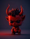 Illustration of a mischievous red imp crouched on the floor created with Generative AI technology Royalty Free Stock Photo