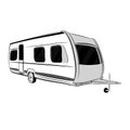 Illustration of modern caravan, trailer for travel, tourism with family. Isolated object.