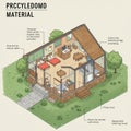 Illustration of a modern, eco-friendly house design. The cutaway Royalty Free Stock Photo