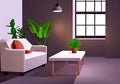 Illustration of a Modern Living Room with Cozy Accents and Plants